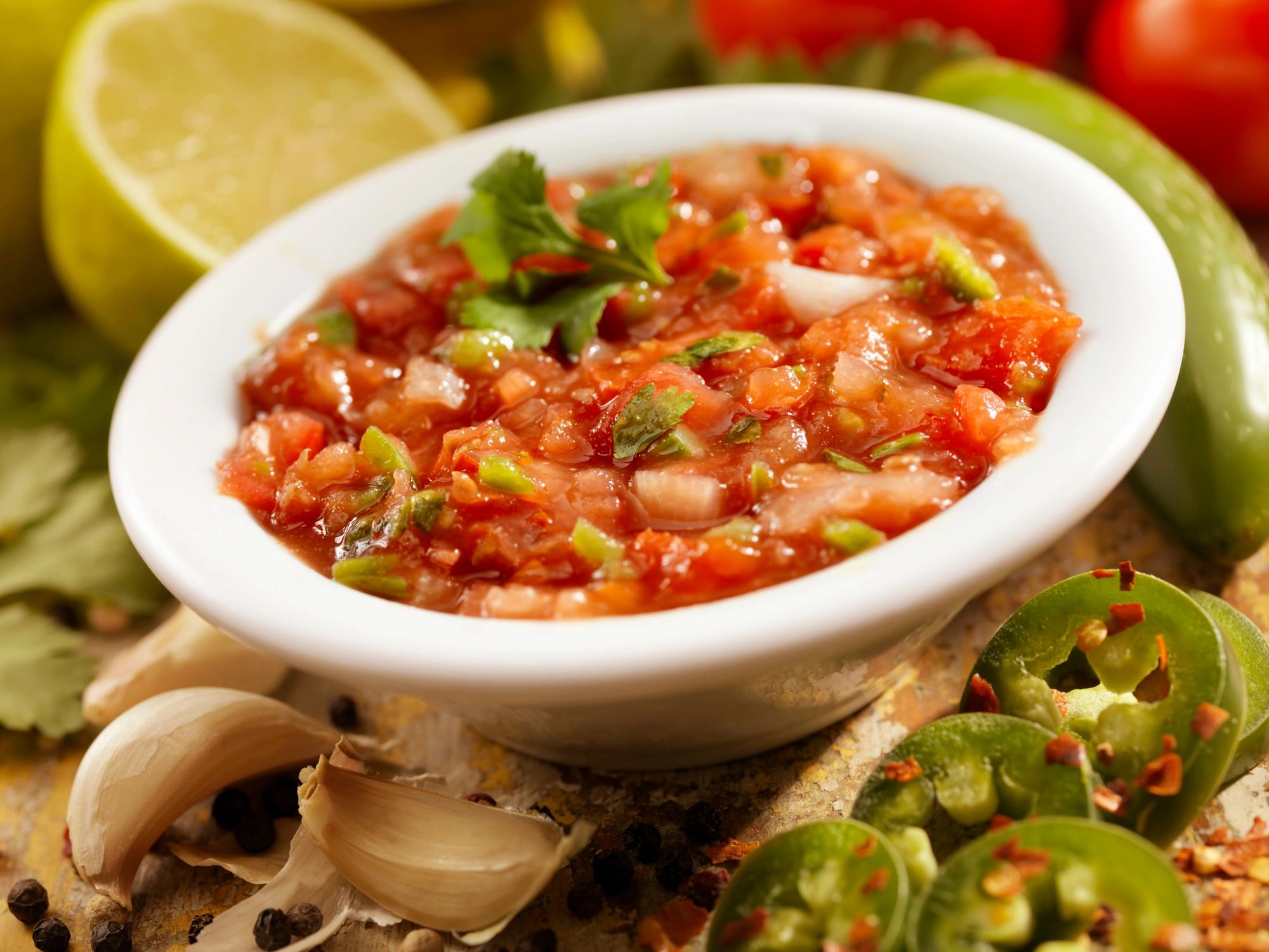 Fresh salsa with ingredients